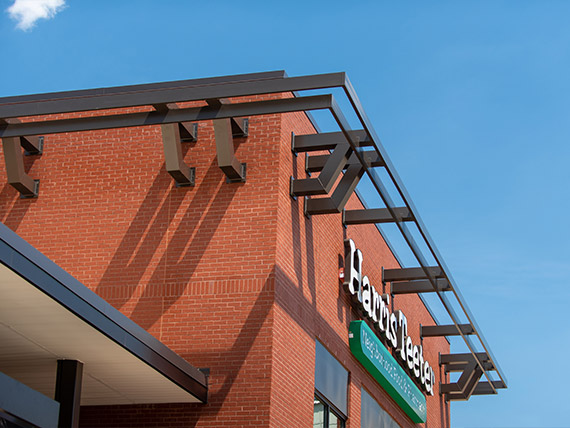 Details of architectural elements on a grocery store.