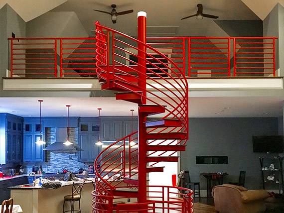 Red spiral staircase
