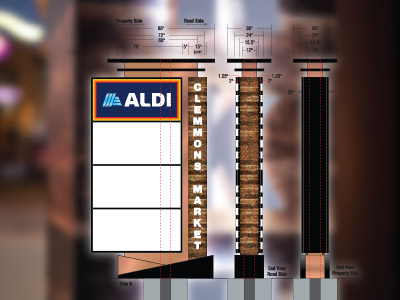 A graphic designer produces art and schematics.