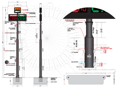 Drawing by sign drafter for a high-rise pole sign.